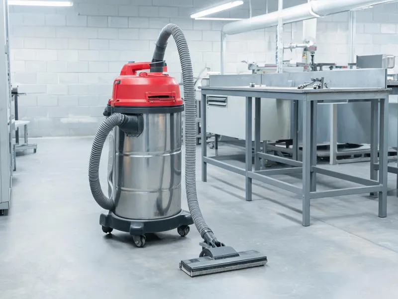 Industrial vacuum beside a production work area